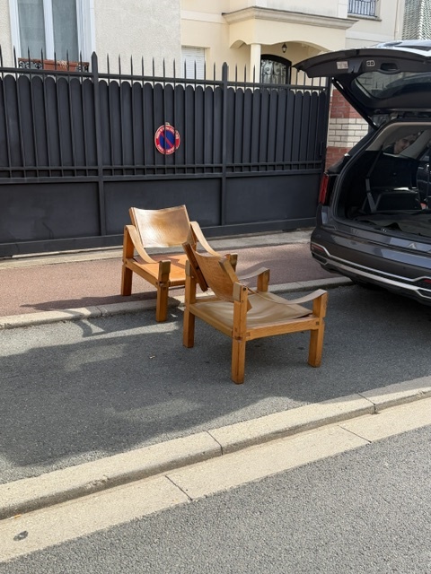 Vintage safaristoelen in hout en canvas